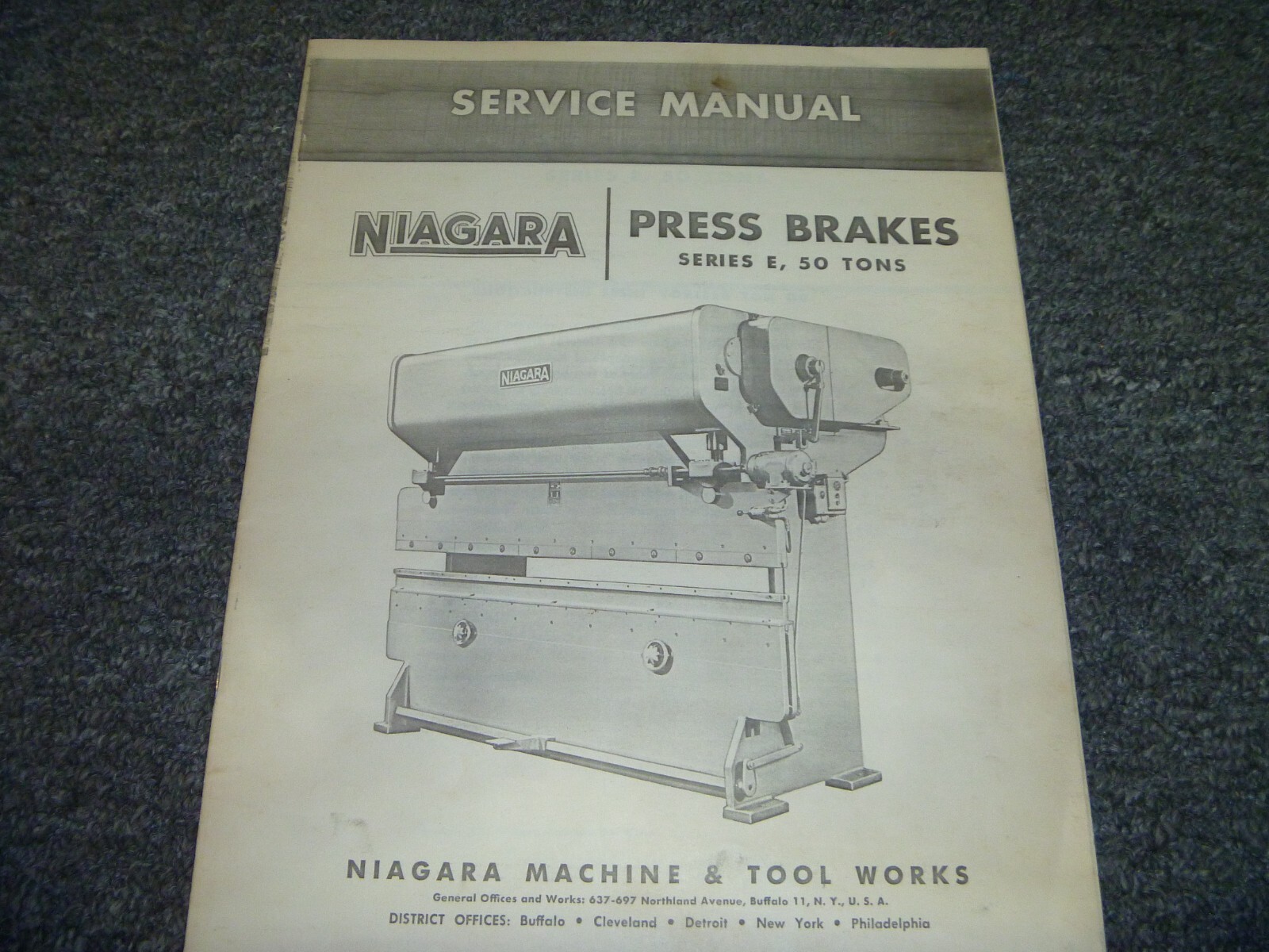 Niagara Series E 50-Ton Press Brake Shop Service Repair Manual