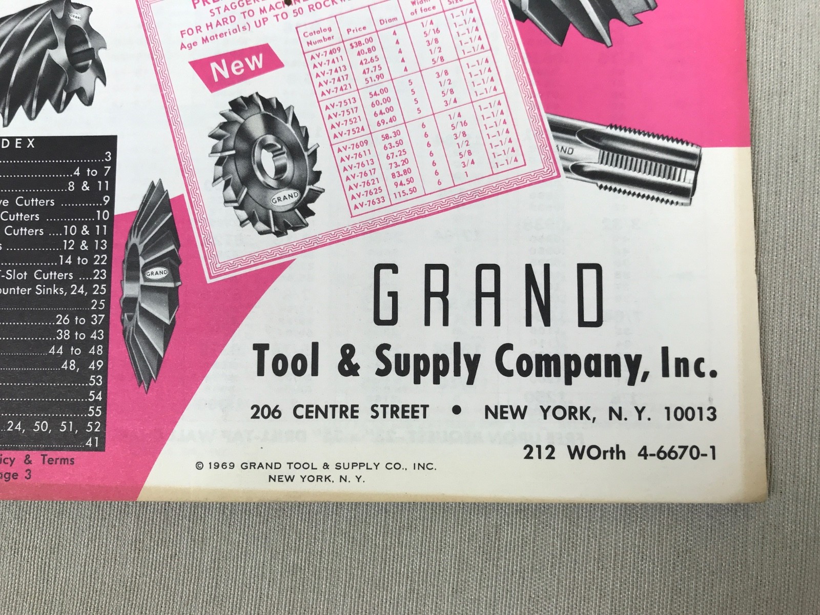 1969 GRAND TOOL & SUPPLY Co. Tool Catalog, C-190, New York, Vintage