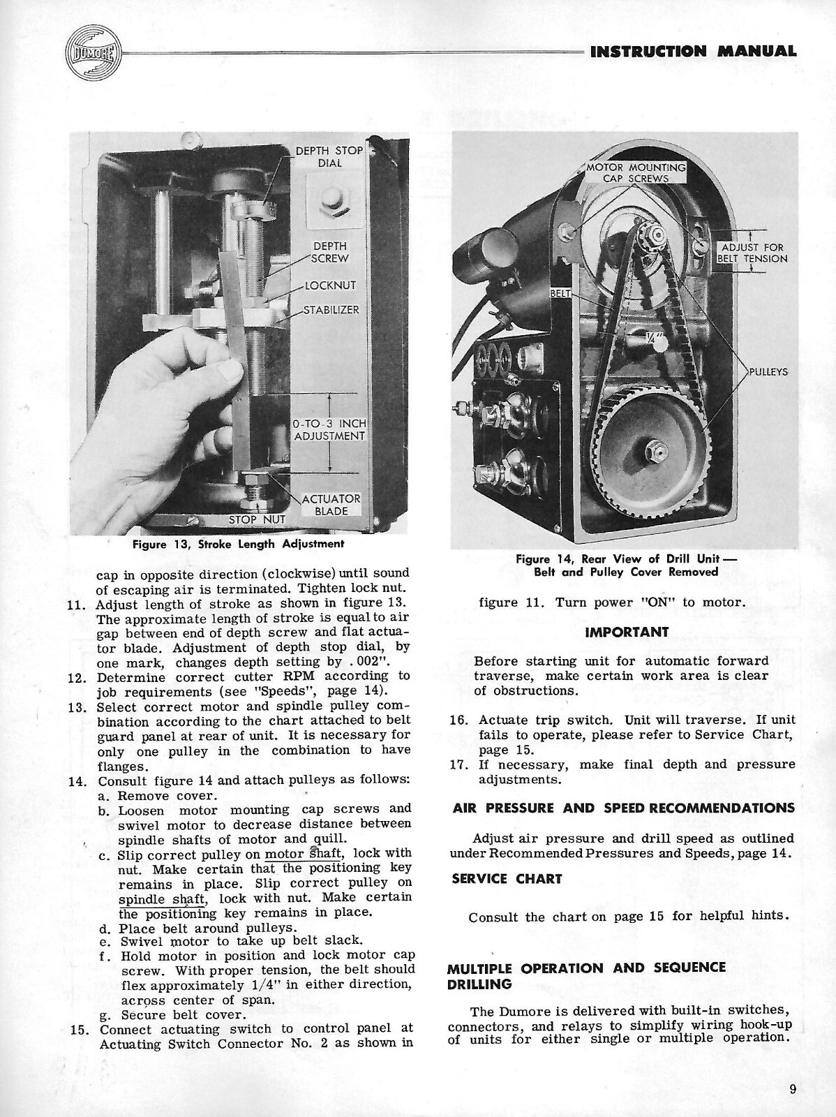 Dumore Auto Drill Unit Operation & Service Manual Series 24 Original