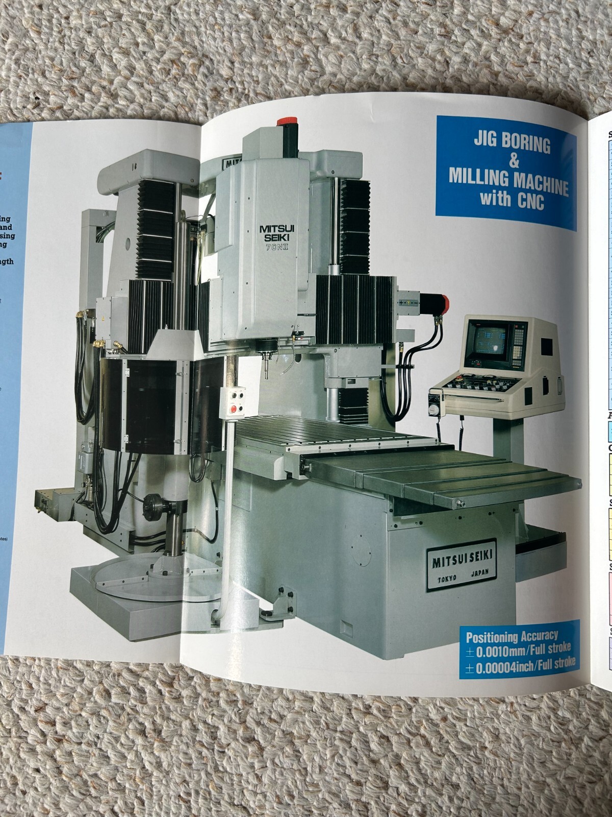 MITSUI SEIKI 7CN-II JIG BORING MACHINE SALES CATALOG