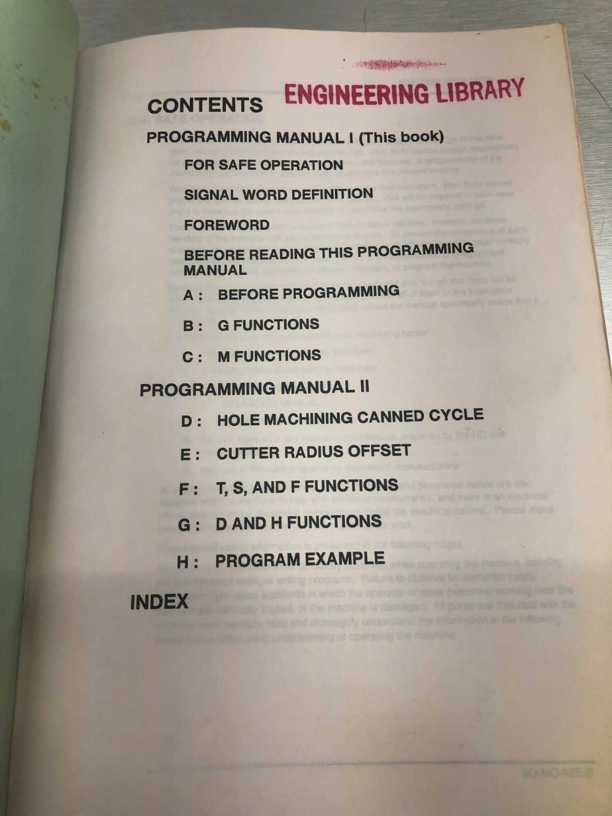 Mori Seiki Programming Manual I – F-M1, F-M2 – PM-MVMSC521-B0E/1
