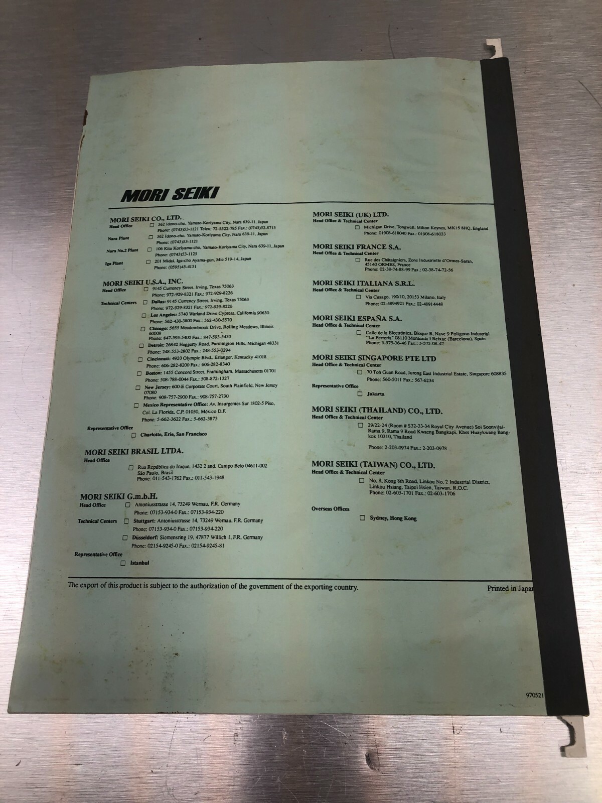 Mori Seiki Installation Manual – F-M1, MSC-521 – IM-FM1-A0E