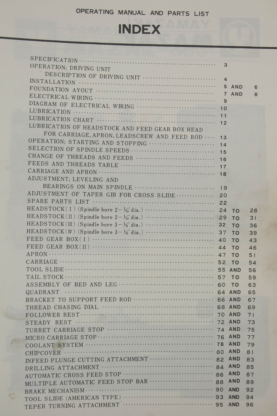 Mazak Yamazaki 18″ , 21″ and 860 Lathe, Operations and Parts Diagram Manual PLUS