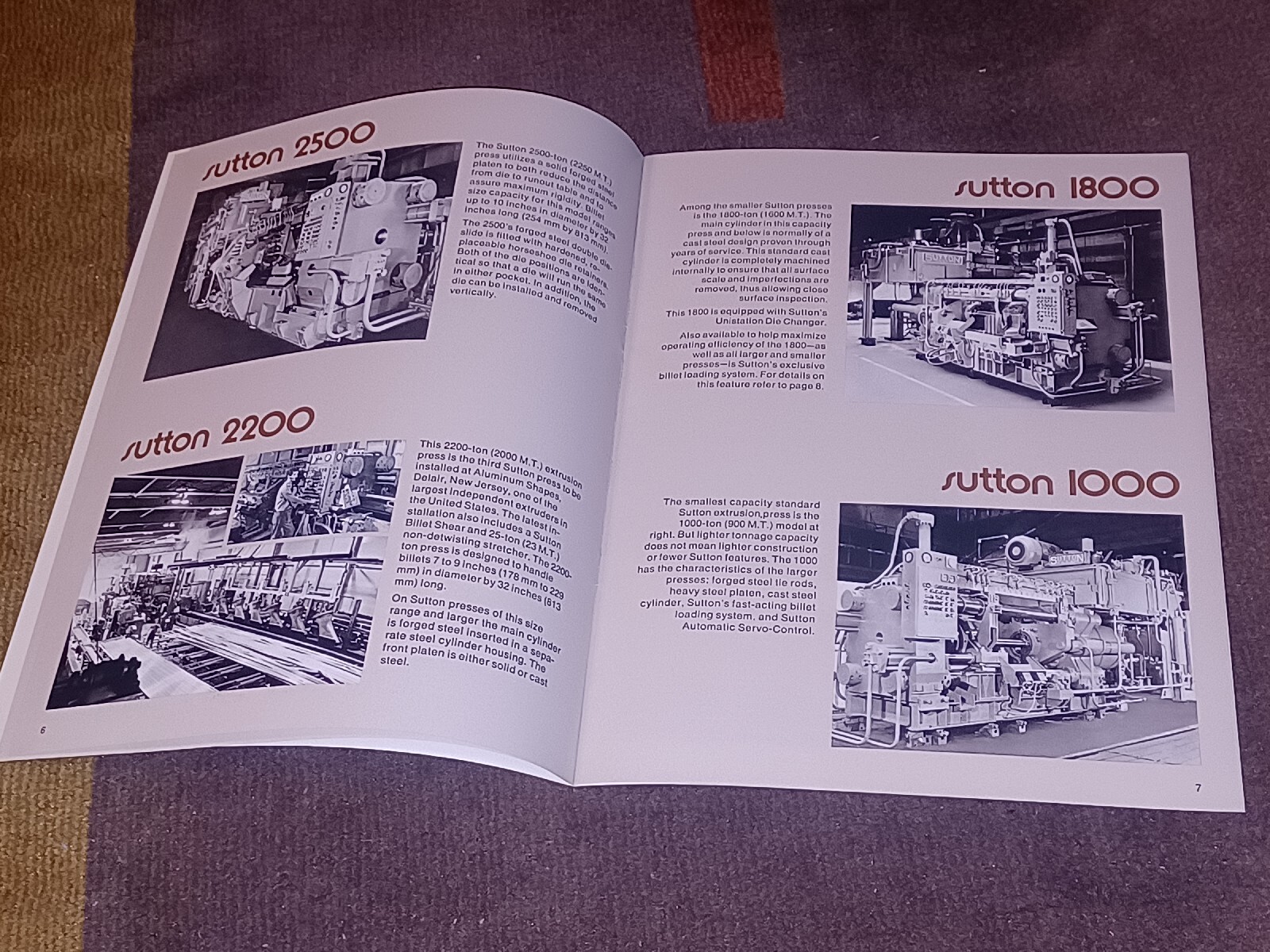 SUTTON ENGINEERING COMPANY PITTSBURGH Extrusion Press Equipment CATALOG BOOKLET