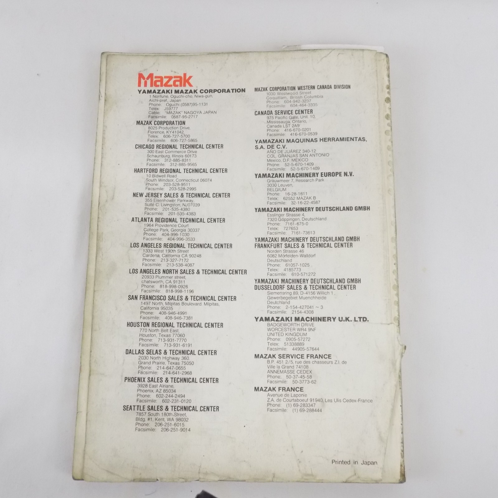 MAZAK OPERATING MANUAL PARAMETERS & ALARMS MAZATROL T-32 T32