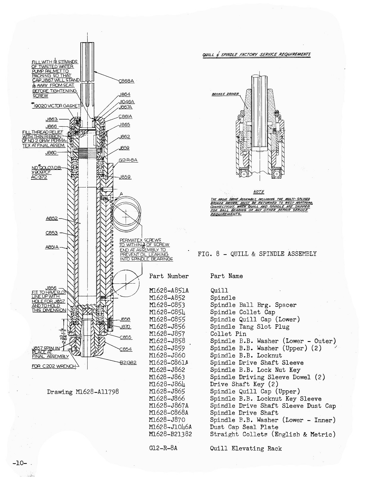 Pratt & Whitney # 1-1/2B Jig Borer Repair Parts Manual #618