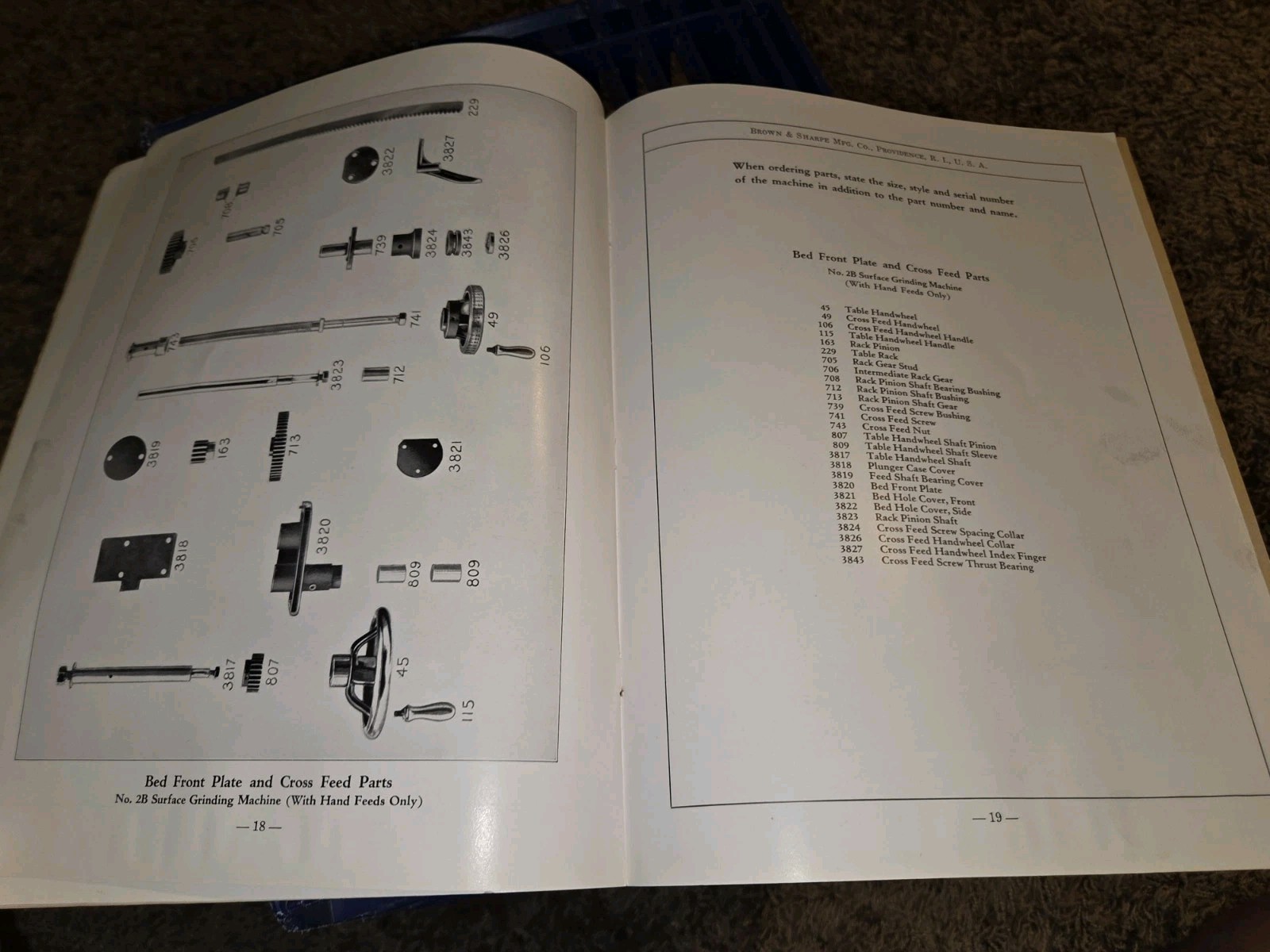 Brown & sharpe Repair Parts No.2 & 2B Surface, Grinding Machine Tool MACHINIST