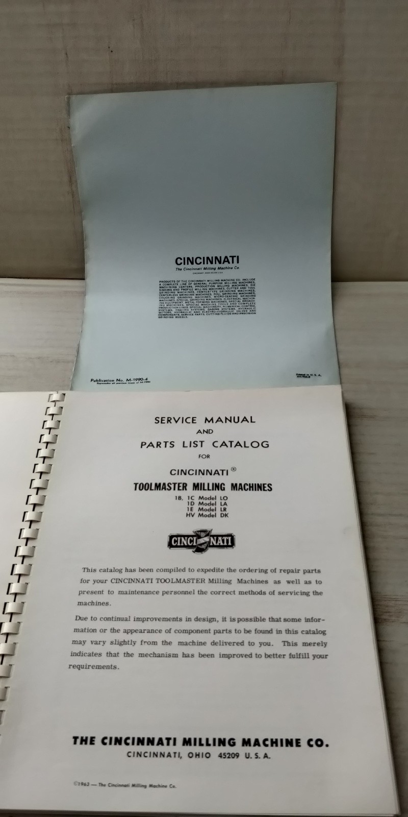 1967 Cincinnati Milling Machine ~ Toolmaster Mill Service Manual & Parts List