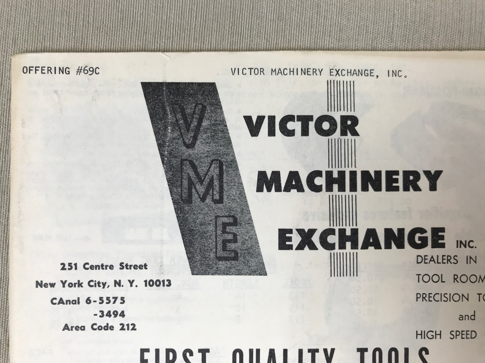 1969 VICTOR MACHINERY EXCHANGE Tool Catalog, #69c, 51st Anniversary Special