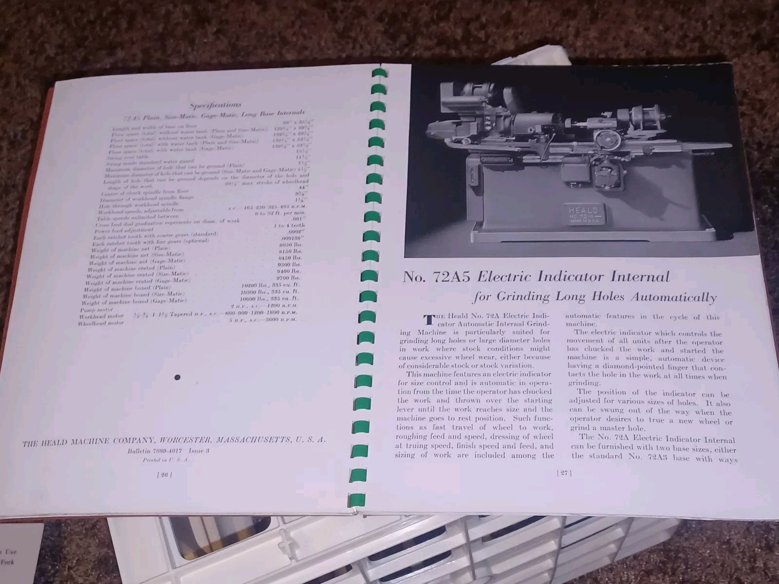 HEALD COMPANY Precision GRINDING BORING Borizing MACHINES CATALOG BOOK Issue 11
