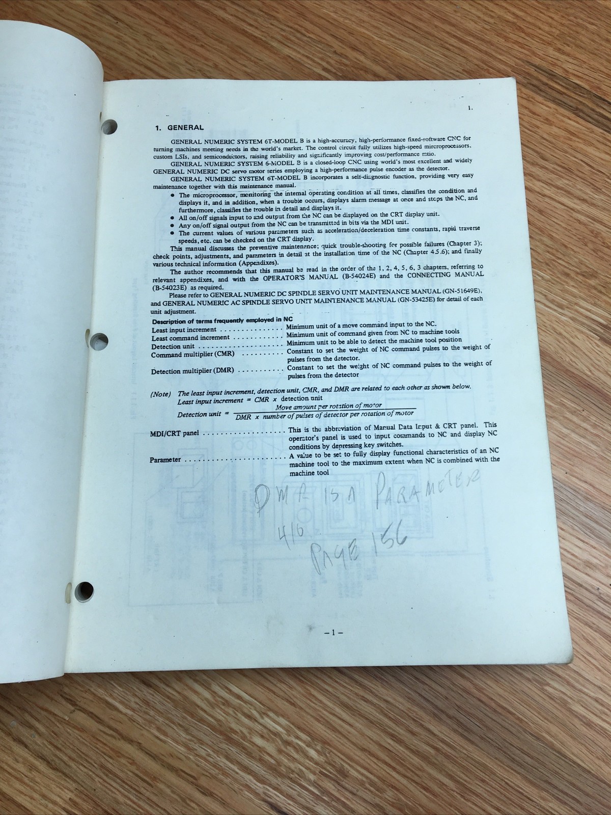 GENERAL NUMERIC GN54025E/02 CNC Control Manual 6TB-2/6MB-2 Maintenance