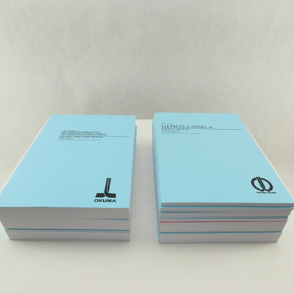 Okuma Genos L Series L3000-e Maintenance Operations Catalog Manual Bundle