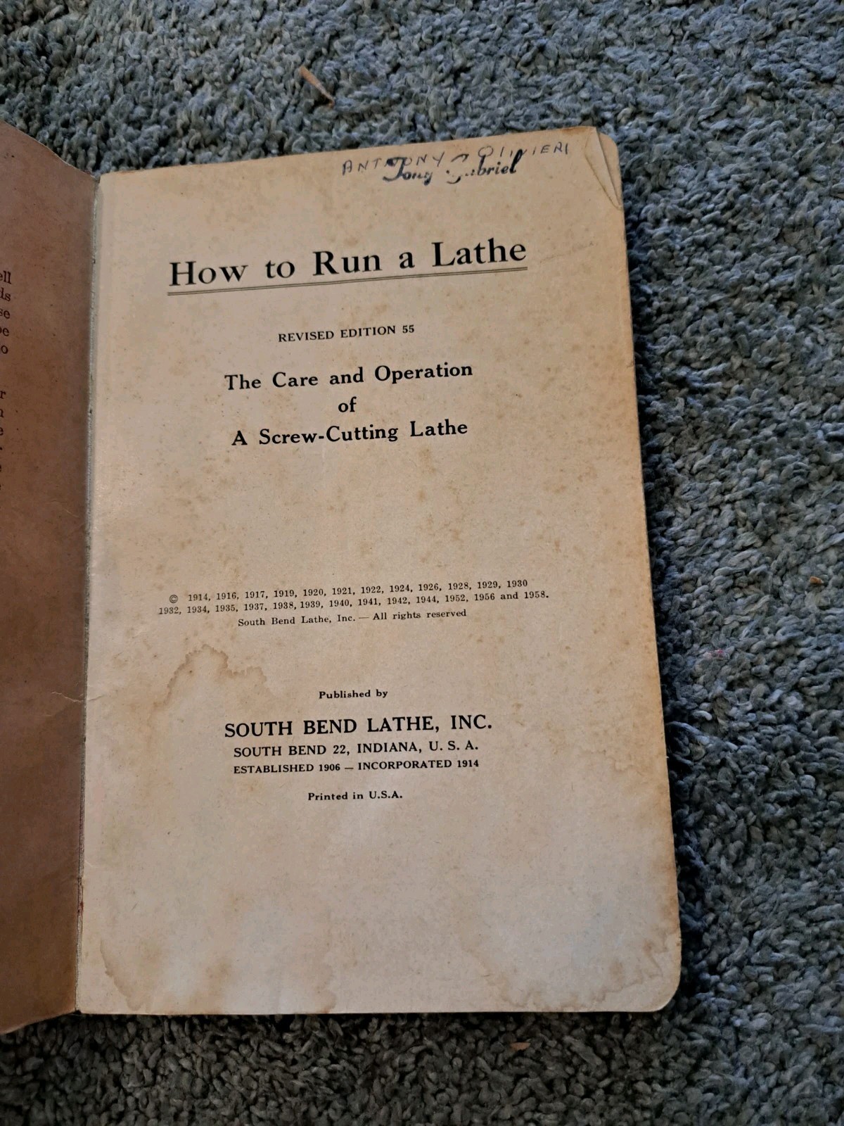 How to Run a Lathe South Bend Lathe Works 1958 Edition 55
