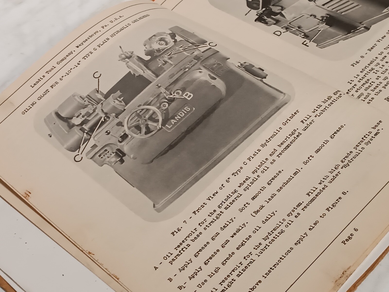 Landis Tool 6″, 10″ & 14″ Type C Plain Hydraulic Grinders Operators Handbook