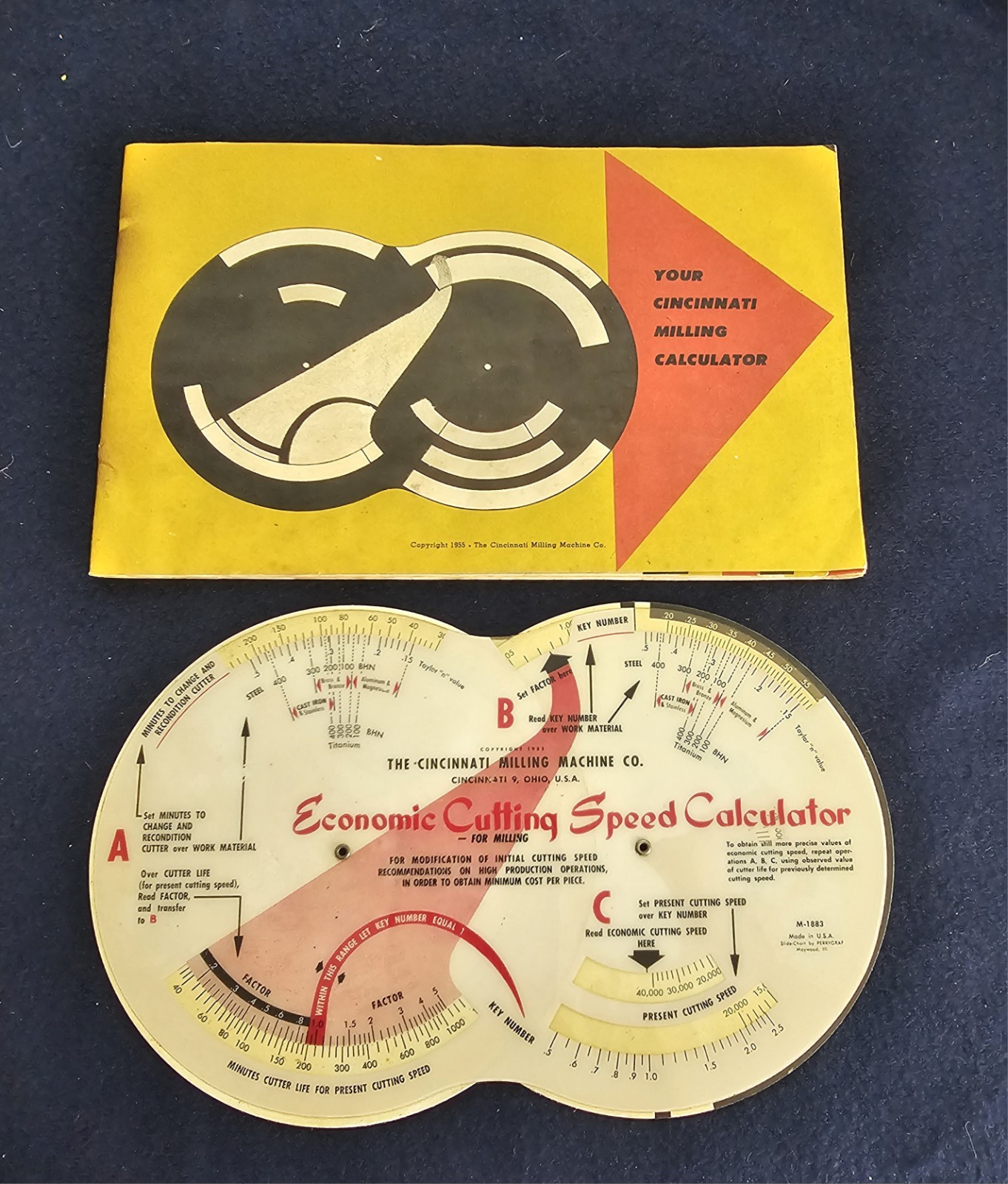VTG CINCINNATI MILLING CALCULATOR. FEEDS & SPEEDS, & SETUP, W/ Instructions
