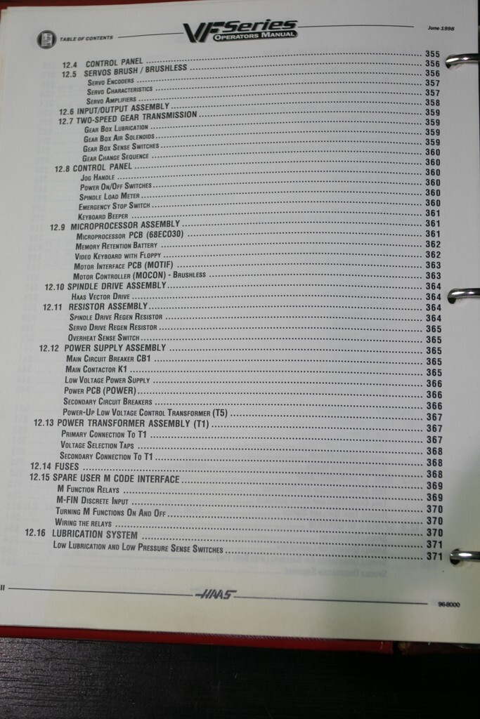 Haas VF Series, Vertical Milling Center, Operations and Programming Manual 1998