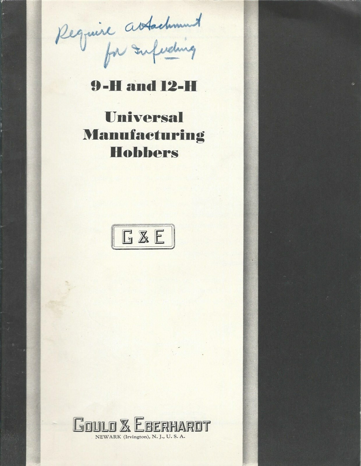 Machine Tool Brochure – Gould & Eberhardt 9-H 12-H Universal Mfg Hobber (TL124)