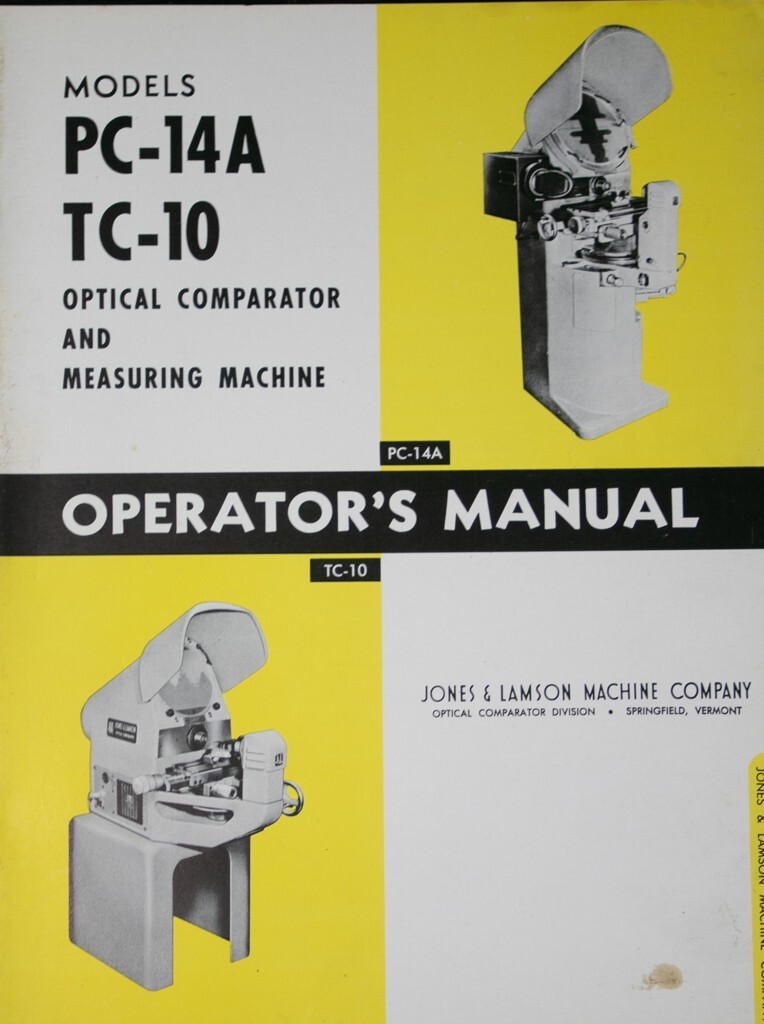 Jones & Lamson PC-14A, TC-10, Comparator Operators, Maintenance & Wiring Manual