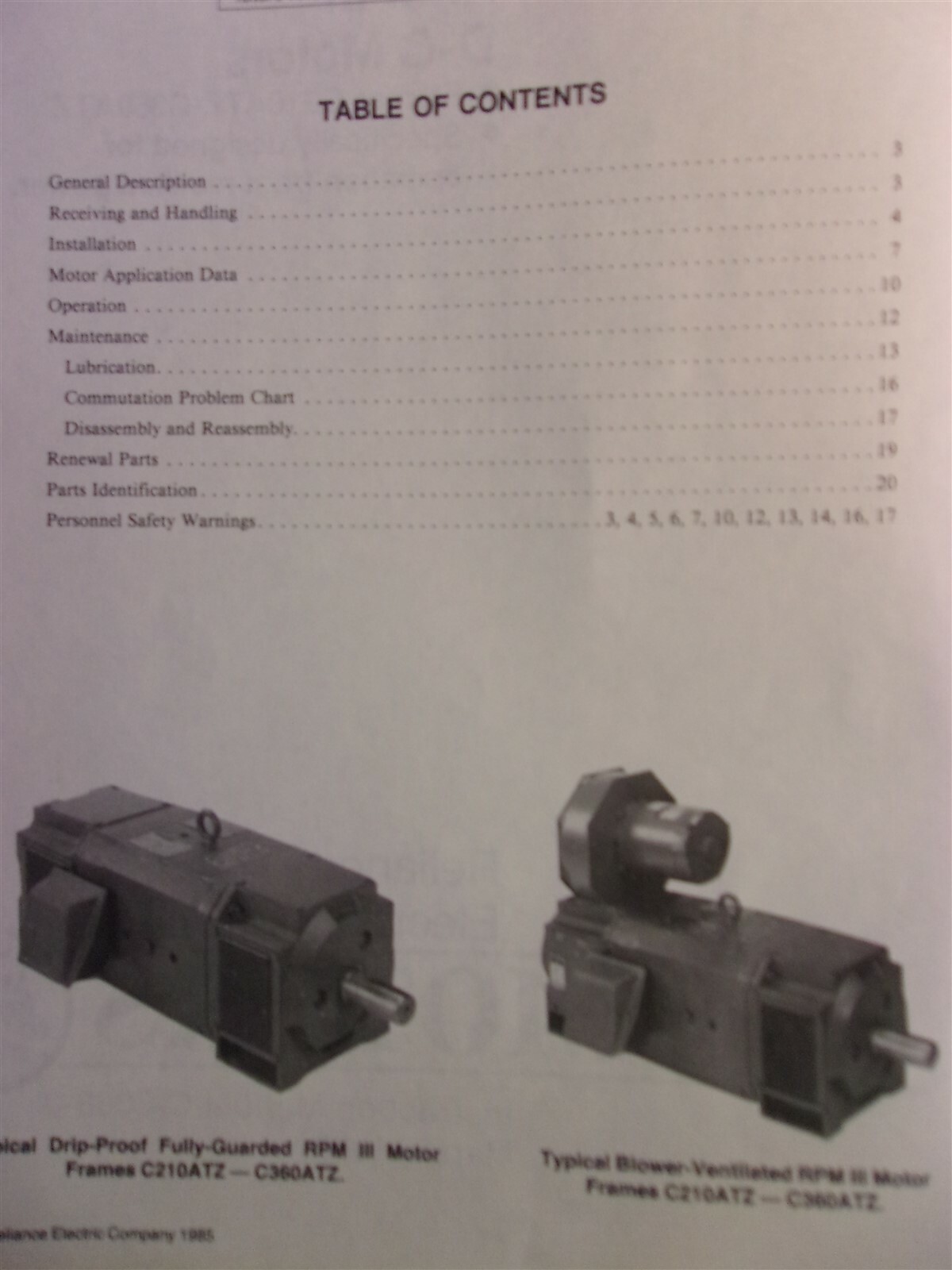 Reliance Electric C210ATZ-C360ATZ Instruction Manual 1988 C-3088-3