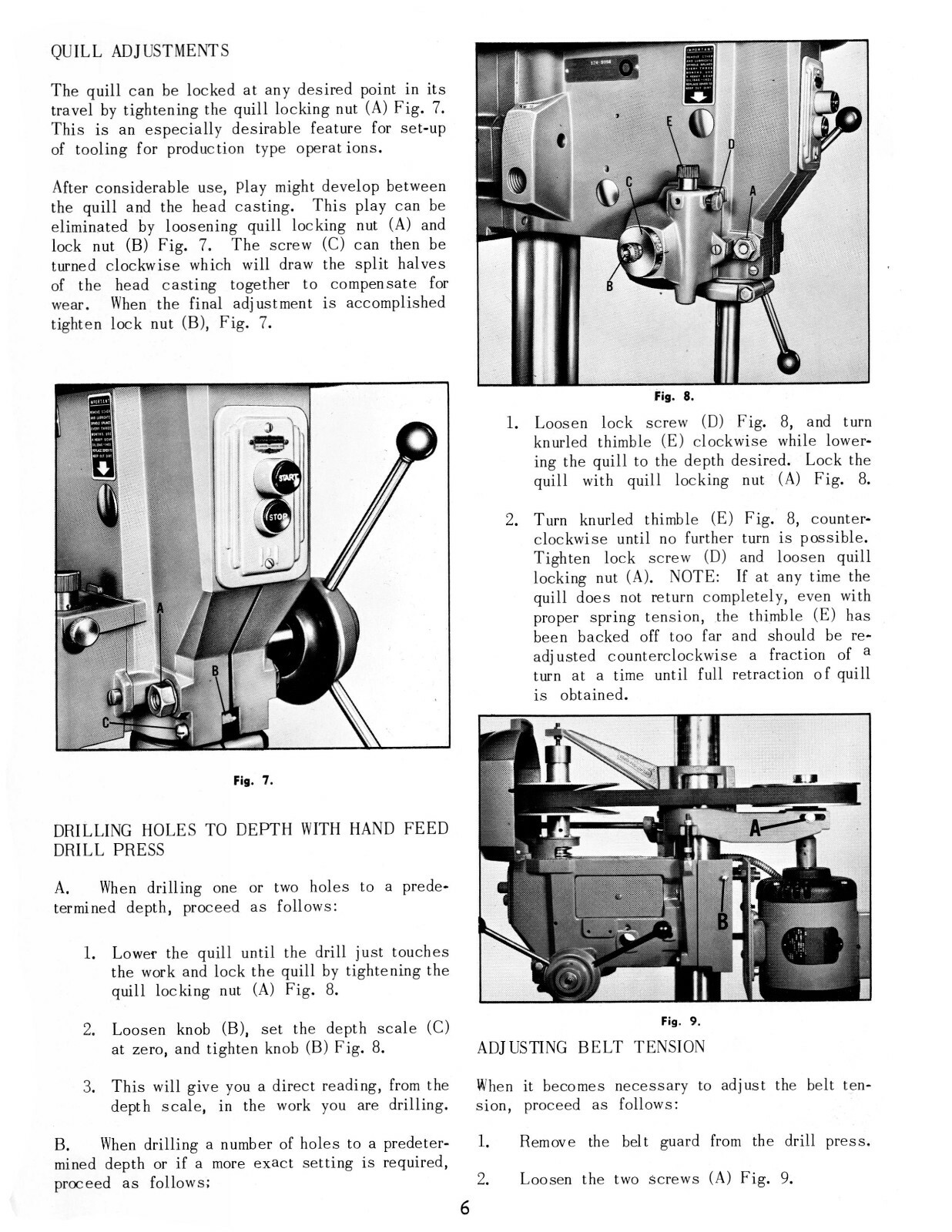 Walker Turner 17″ Variable Speed Drill Press Operator & Parts List Manual #1924
