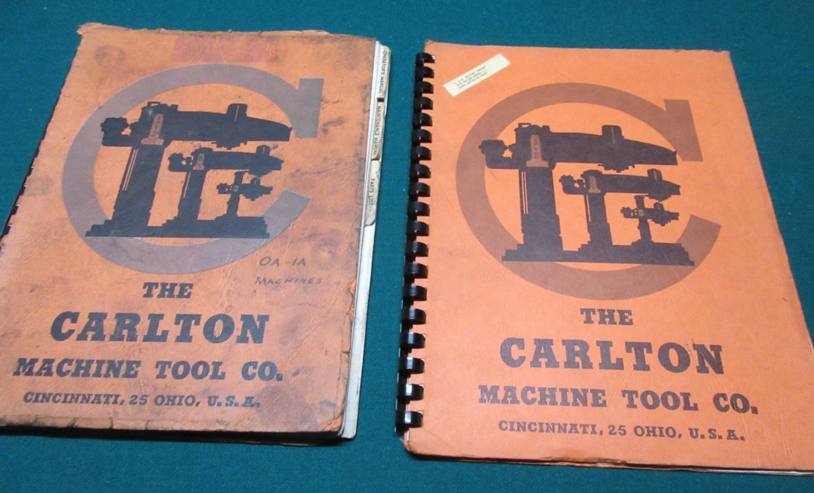 2 Vtg Carlton Machine Tool OA-1A Operator’s- Maintenance manual Parts list