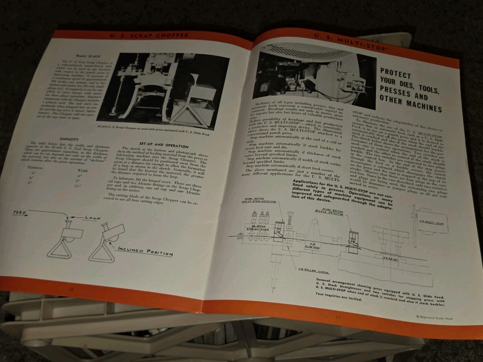U.S. Tool Co. NJ Automatic Press Room Equipment Product Catalog Book Booklet US