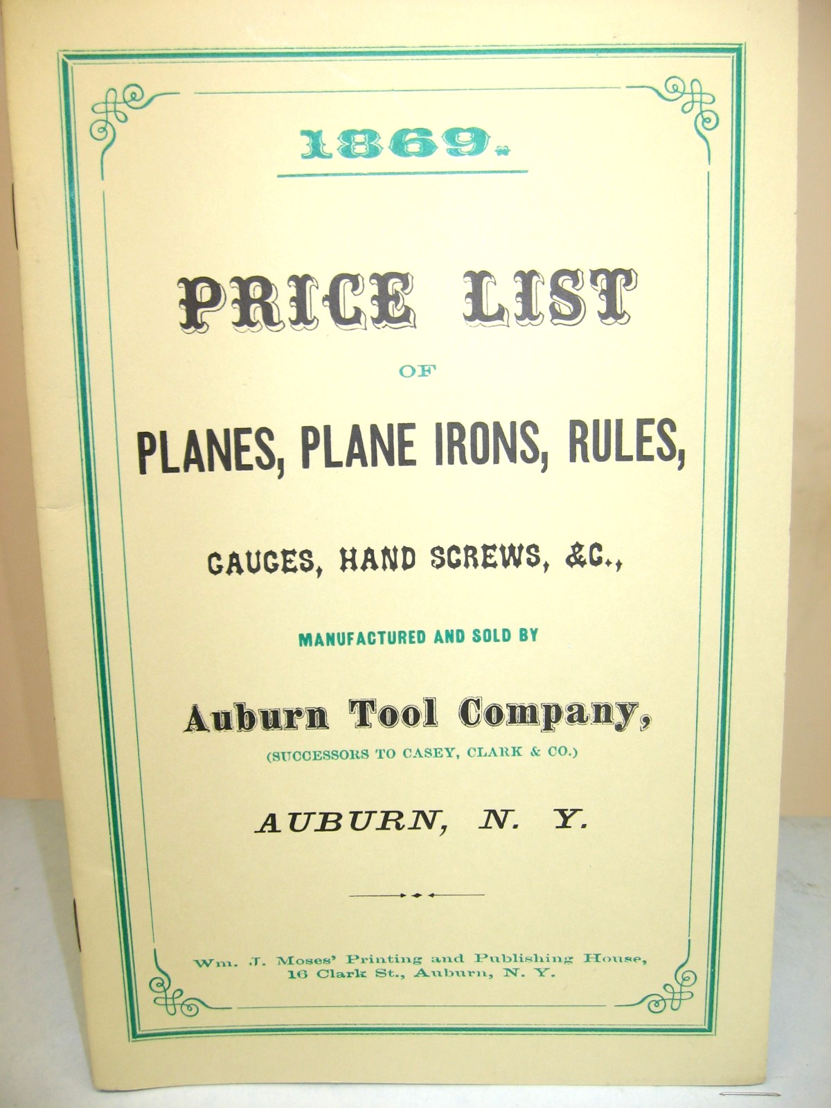 Auburn Tool Co – 1983 REPRINT: Price List-Planes, Plane Irons, Rules, Gauges…