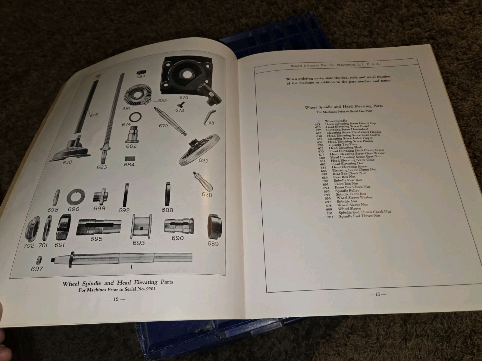 Brown & sharpe Repair Parts No.2 & 2B Surface, Grinding Machine Tool MACHINIST