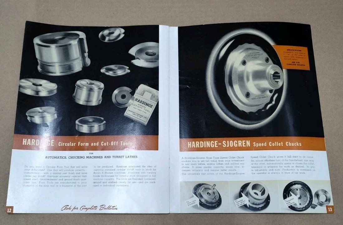 Harding Precision Tools Sales Brochure Advertising General Bulletin Catalog Vtg