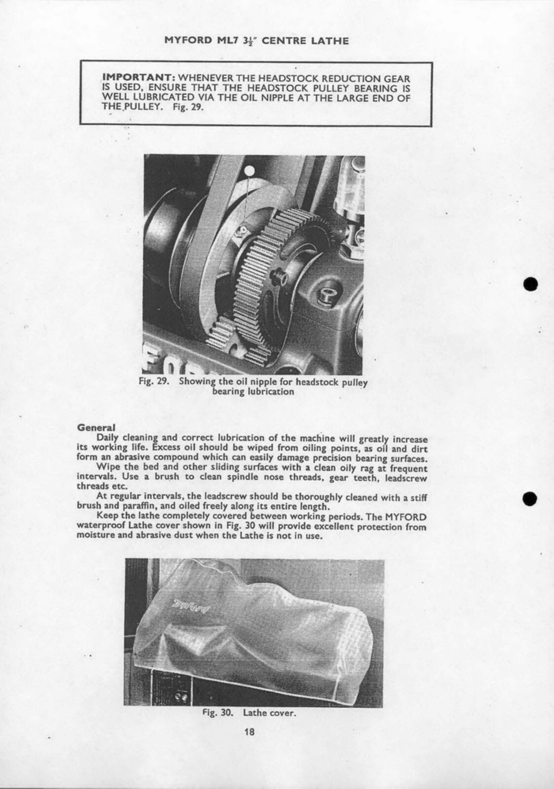 Operation, Installation & Parts List Manual Myford ML7 3 ½ inch Centre Lathe