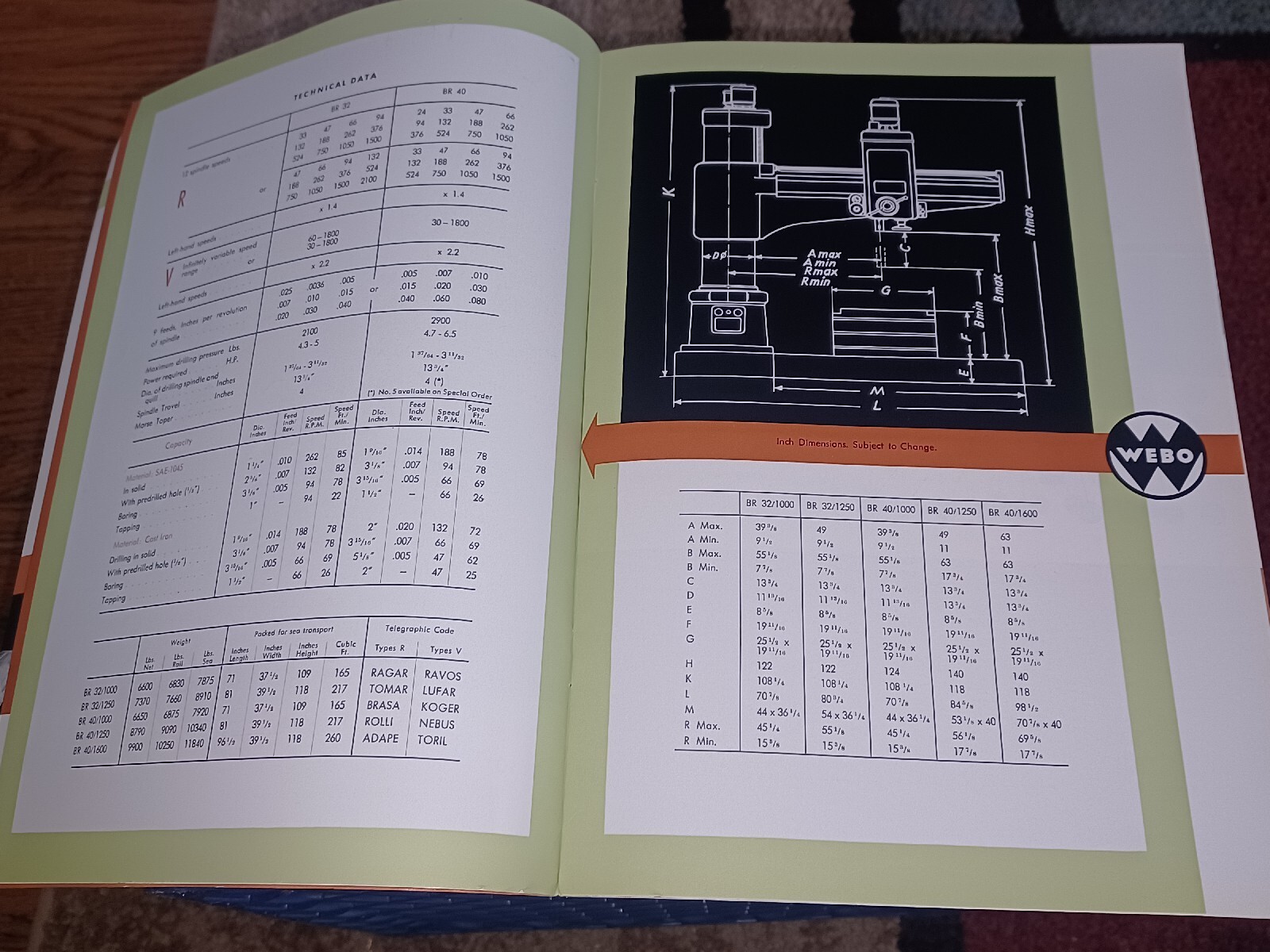 Radial Drilling Machine Tool Catalog WEBO GERMANY Model BR32 BR40 Book MACHINIST