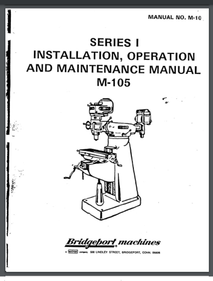 BRIDGEPORT Series I Milling Machine M-105 Parts Manual 25 pages