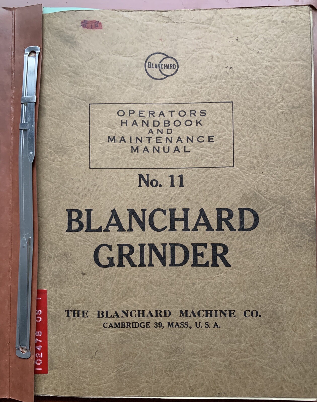 Blanchard #11 Operator & Maintenance Manual May 1952