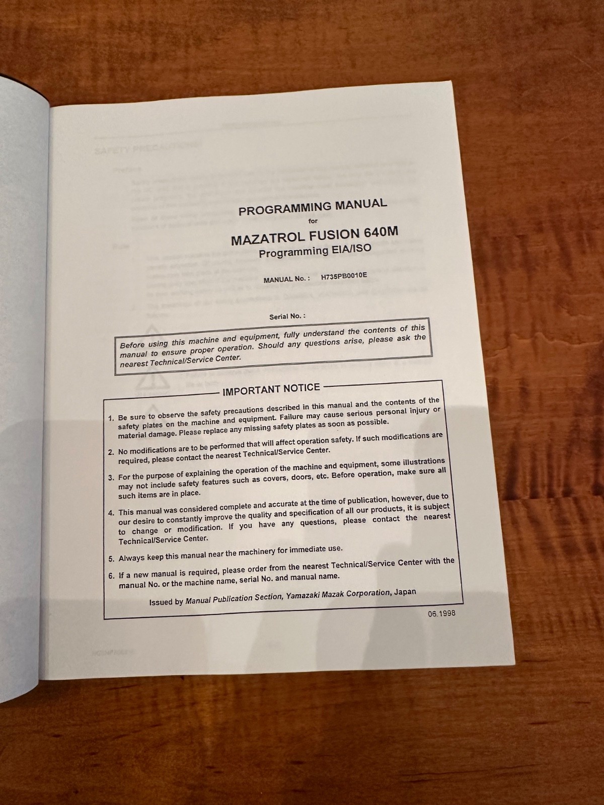 Programming Manual for Mazatrol Fusion 640M