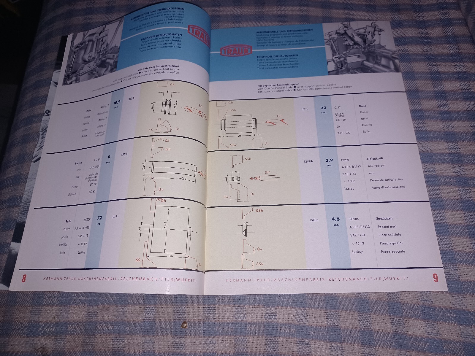 HERMANN TRAUB west Germany TOOLS 1958 Catalog Journal TURNED PARTS machinist VTG