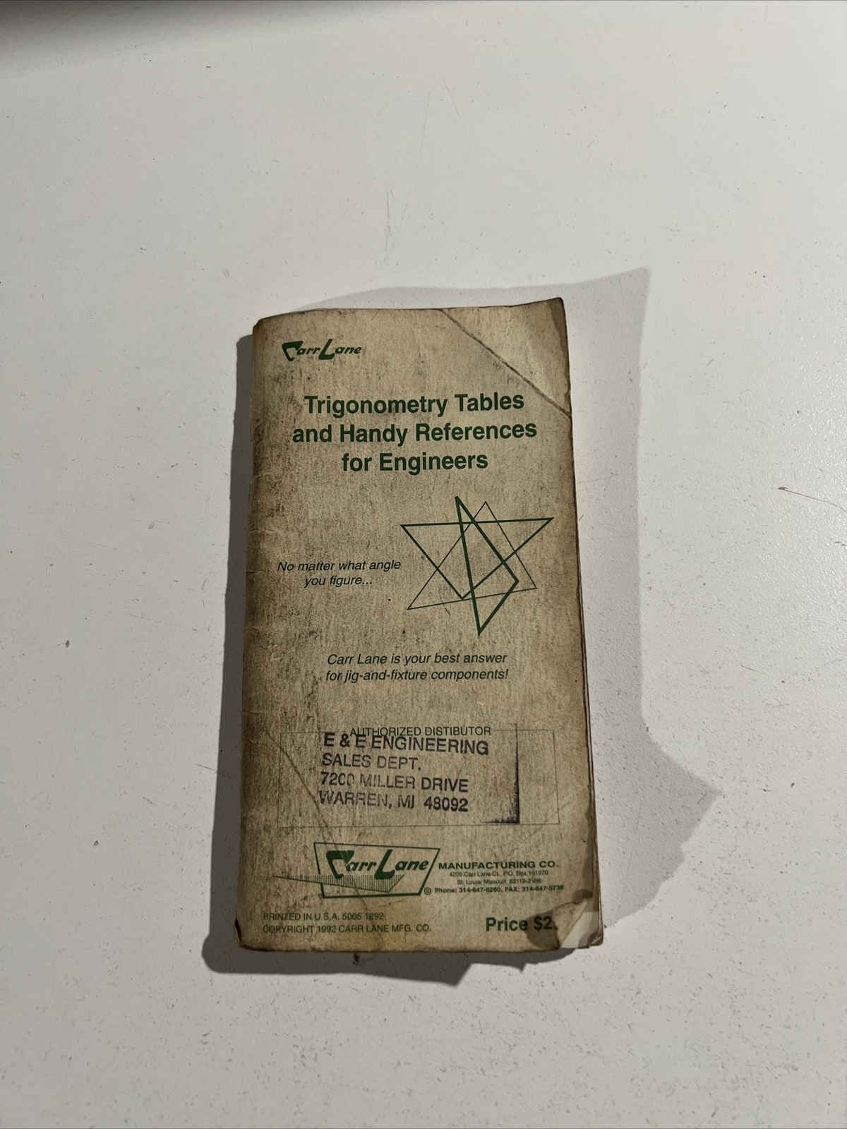 Carr Lane Engineer’s Handy Multipliers & Trigonometry Tables Booklet