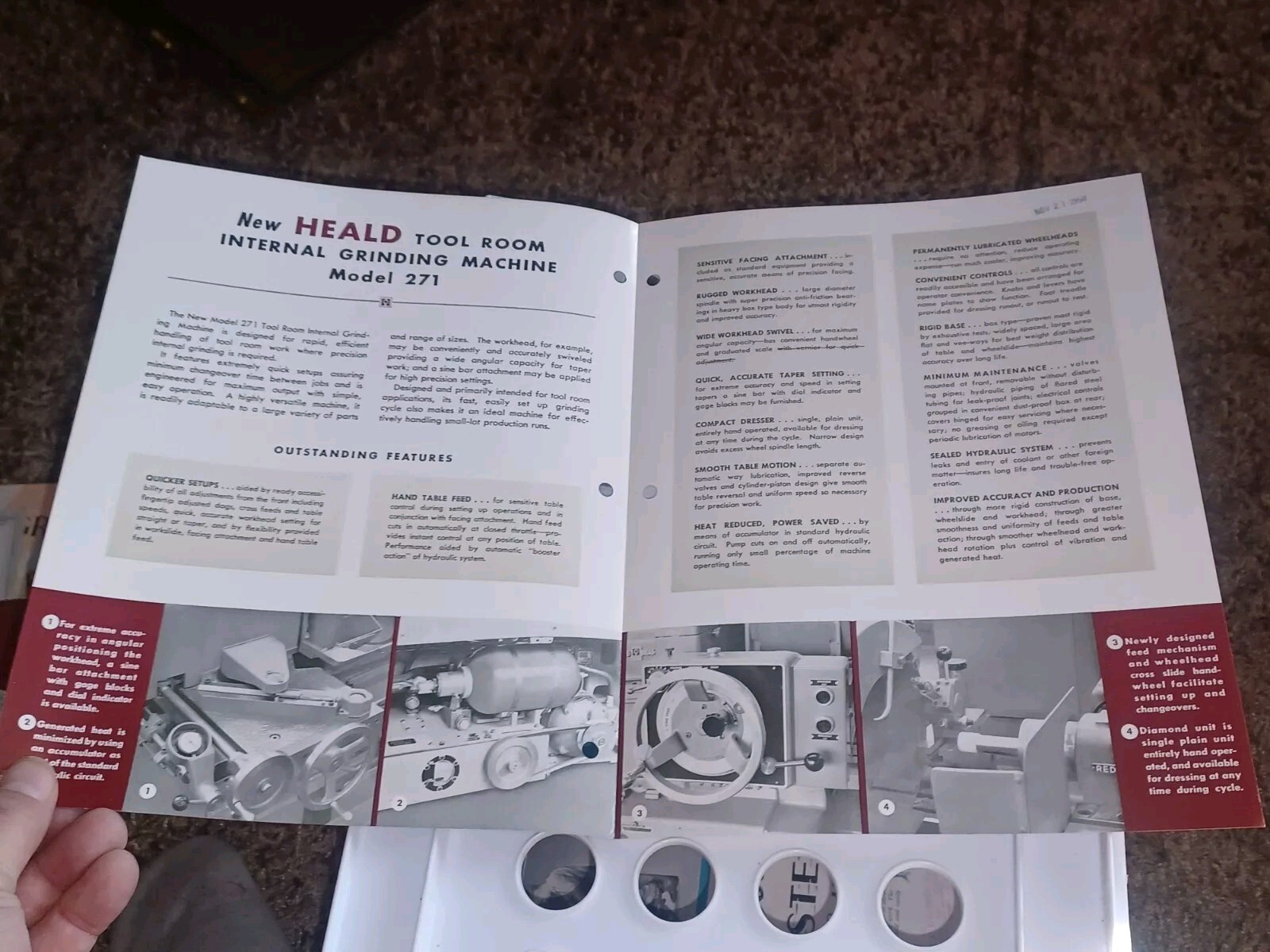 HEALD COMPANY Sales Catalog MODEL 271 Tool Room Internal GRINDING MACHINE Vtg