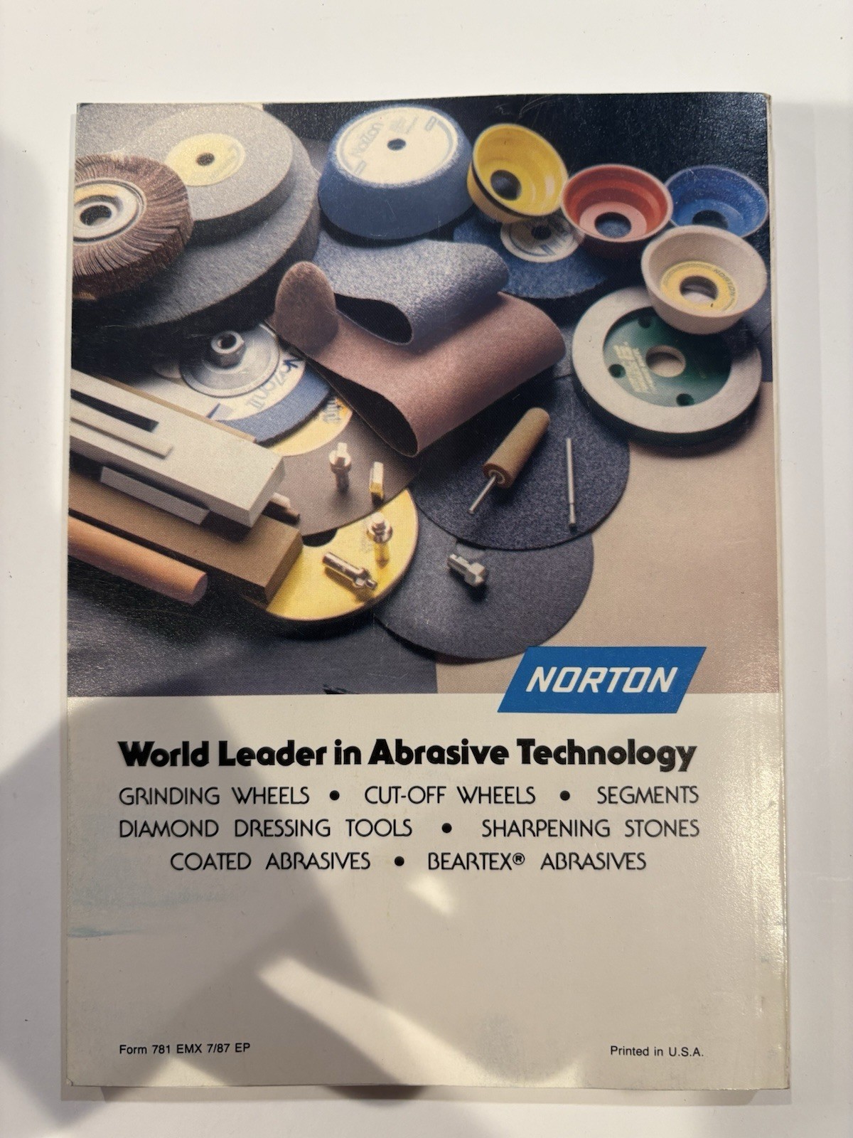 Norton Toolroom Grinding Manual Abrasive Technology Form 781 EMX 7/87 EP