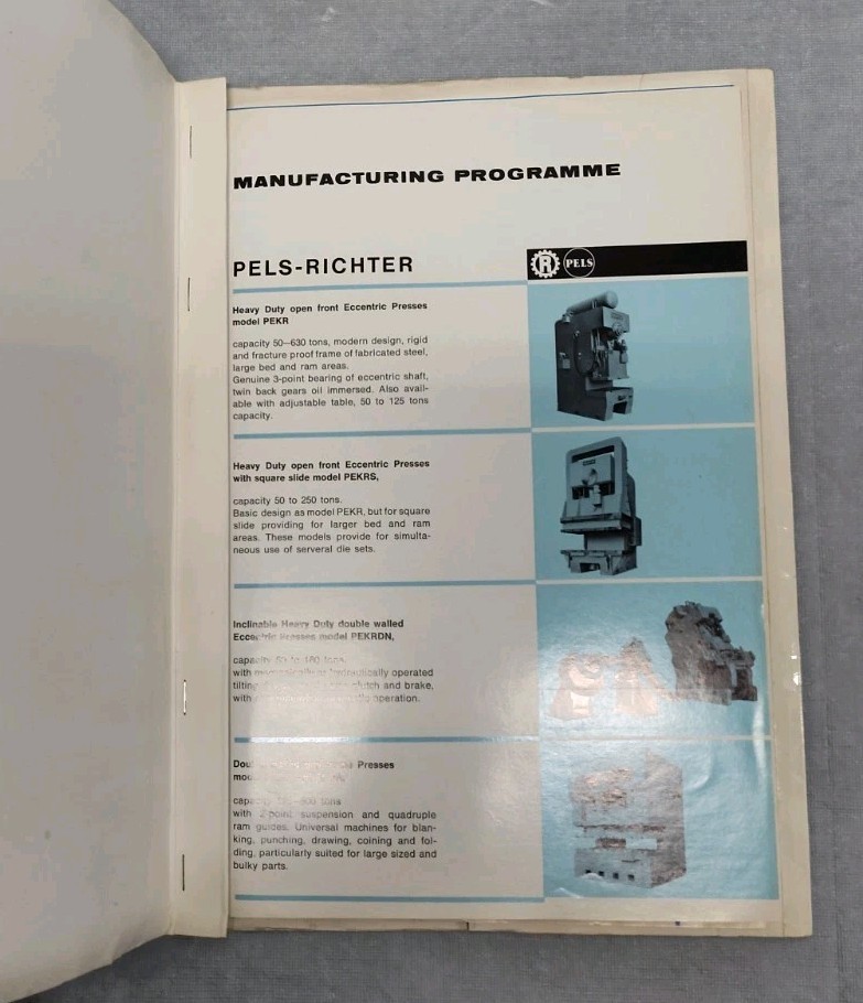 Richter Presses Pels Advertising Brochure Industrial Metal Working Machinery Vtg