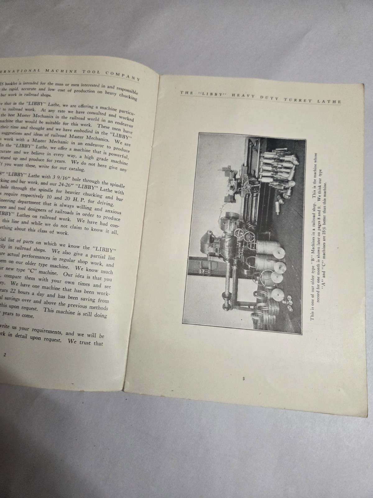 Turret Lathe The “Libby” Heavy Duty, in Railroad Shops International Machine Co