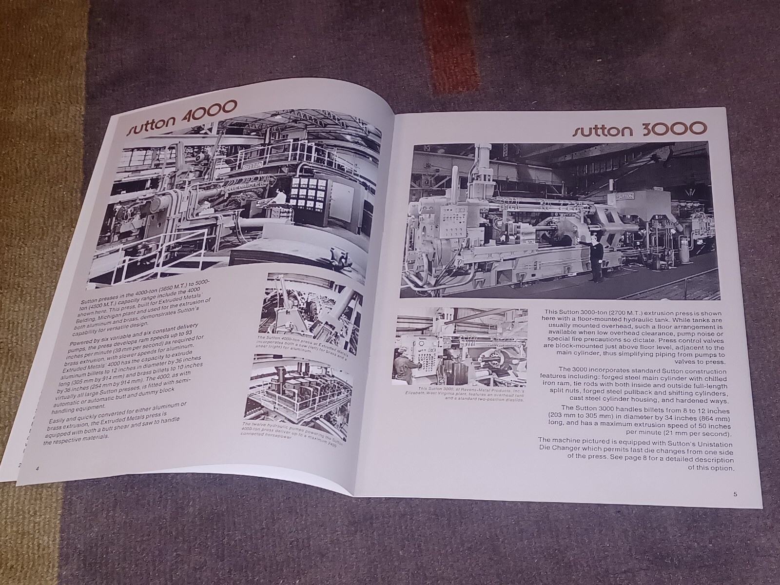 SUTTON ENGINEERING COMPANY PITTSBURGH Extrusion Press Equipment CATALOG BOOKLET