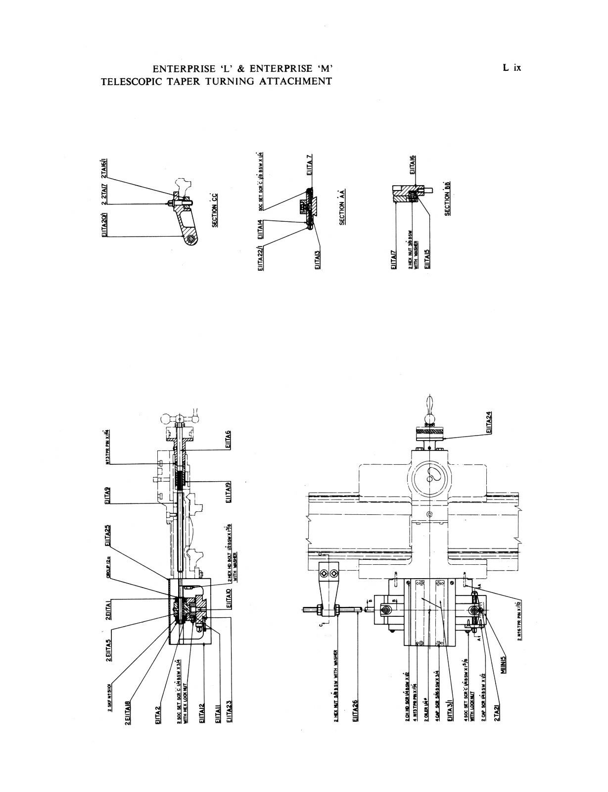 Enterprise Model L Lathe Operator & Parts List Manual #2103