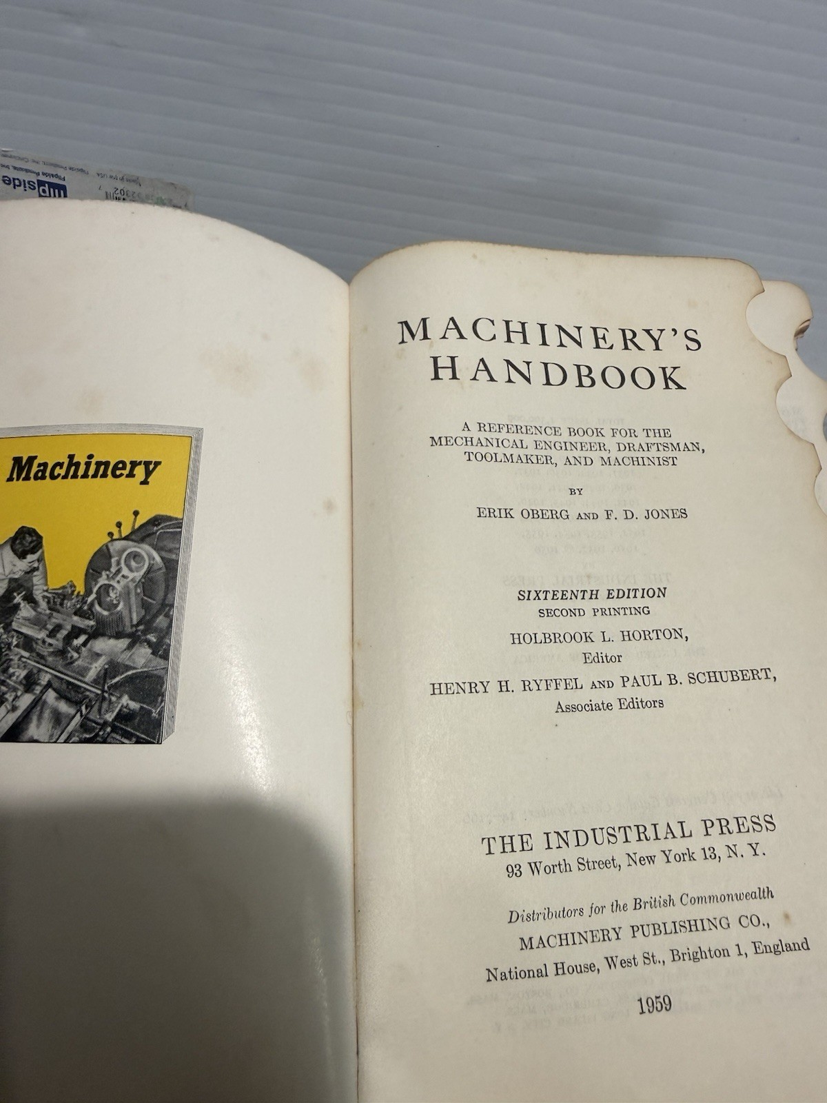 Vintage MACHINERY’S HANDBOOK Reference Book [1959 16th Edition by Oberg/Jones]