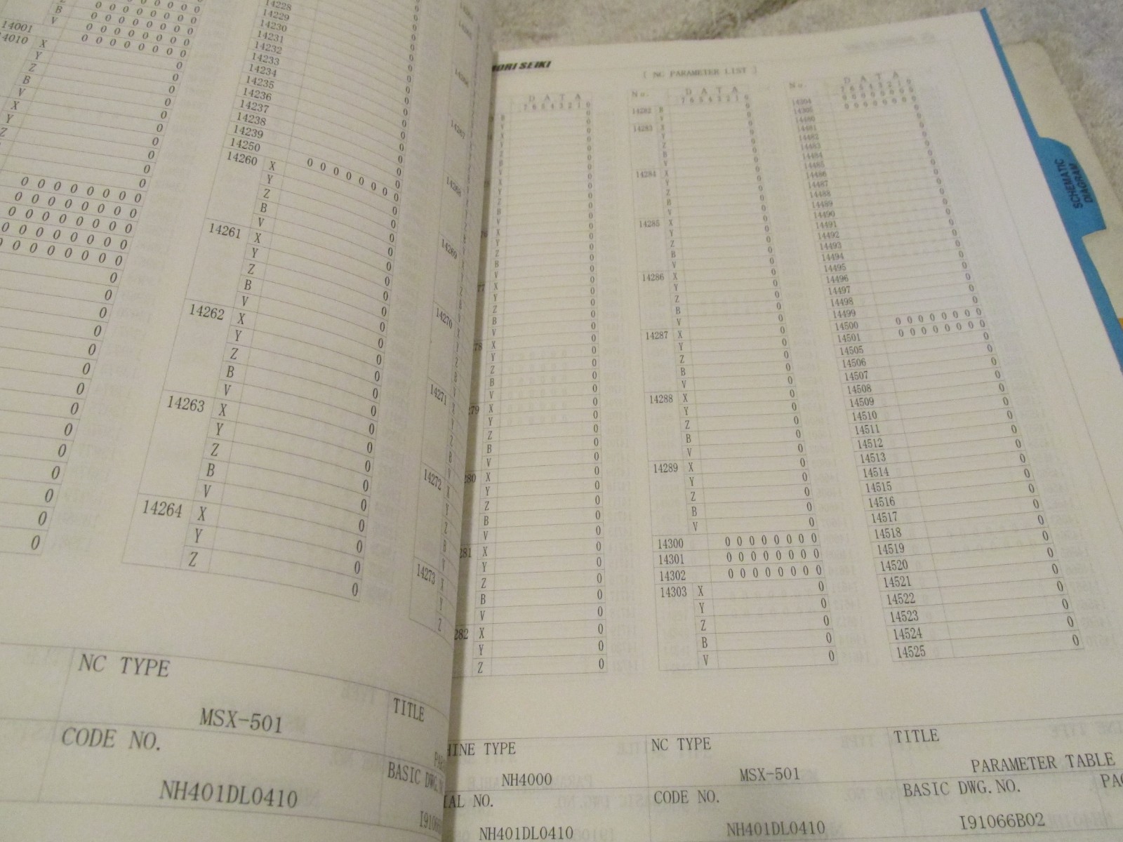 Mori Seiki Service Information Electrical Diagrams connector Factory Manual NH
