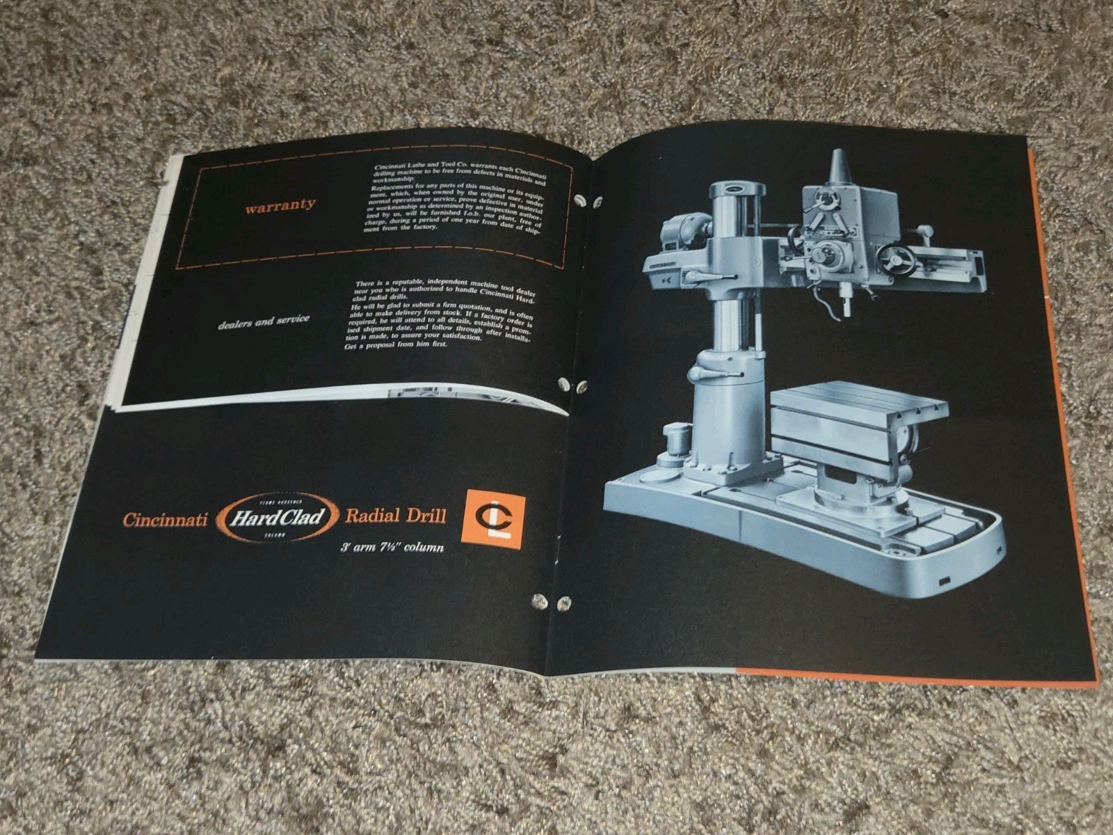 3″ & 7 1/2″ CINCINNATI LATHE AND TOOL COMPANY RADIAL DRILL CATALOG D-133-1 Book