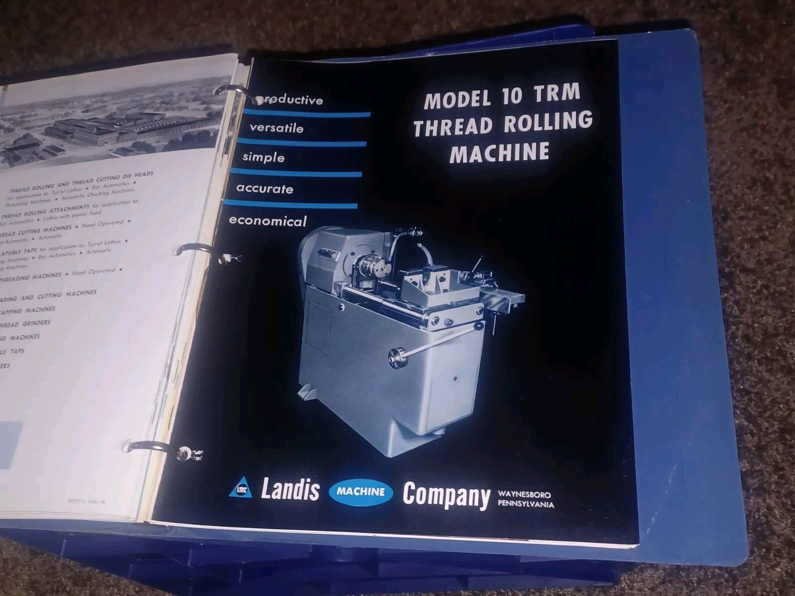 Landis Machine Tool Co THREADING EQUIPMENT Sales Catalog Lot Binder HUGE BOOK!