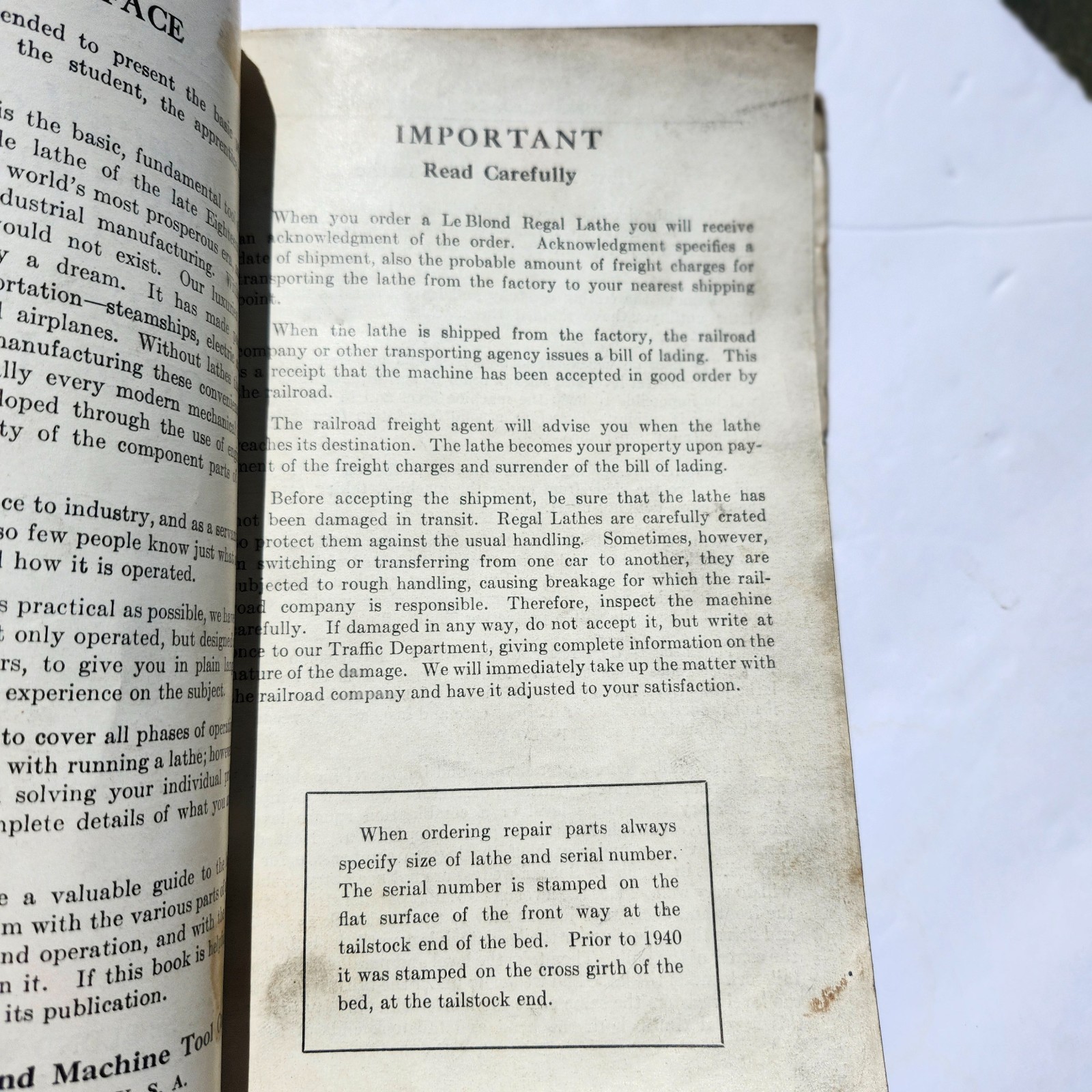 Original vintage 1946 LeBLOND Regal Lathe Manual – Running A Regal