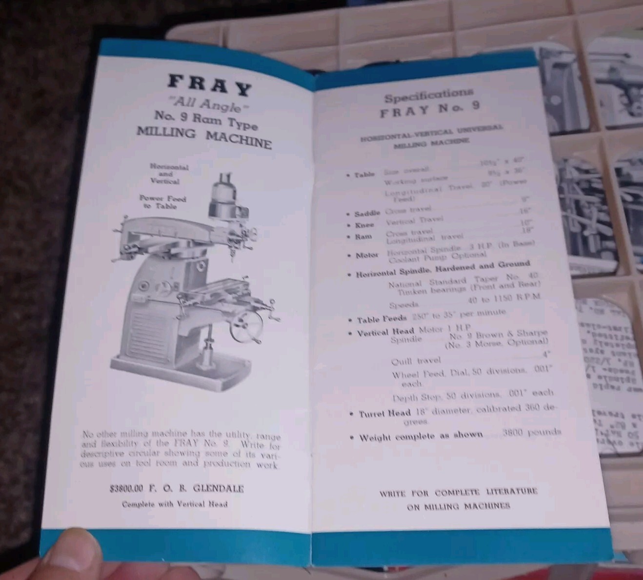 FRAY MACHINE TOOL COMPANY PRODUCTS PRICE LIST NO 15 CATALOG BOOK Milling & More