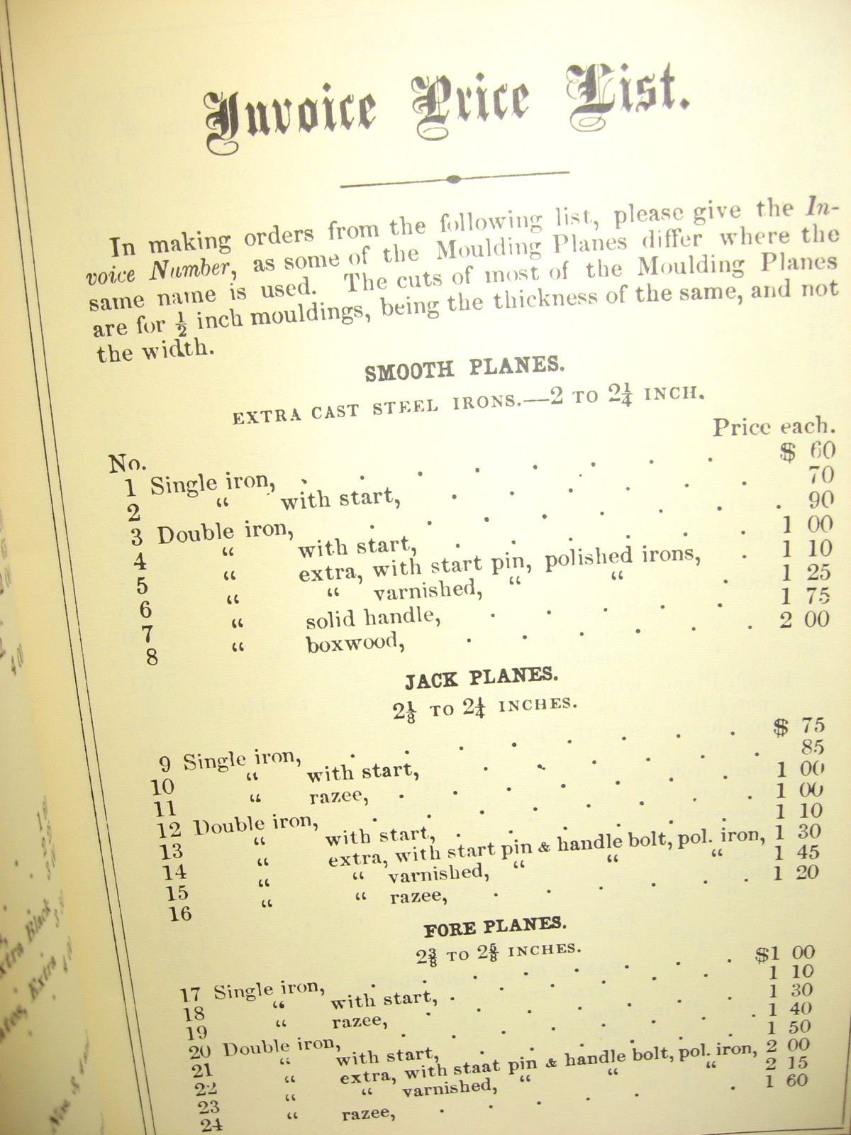 Auburn Tool Co – 1983 REPRINT: Price List-Planes, Plane Irons, Rules, Gauges…