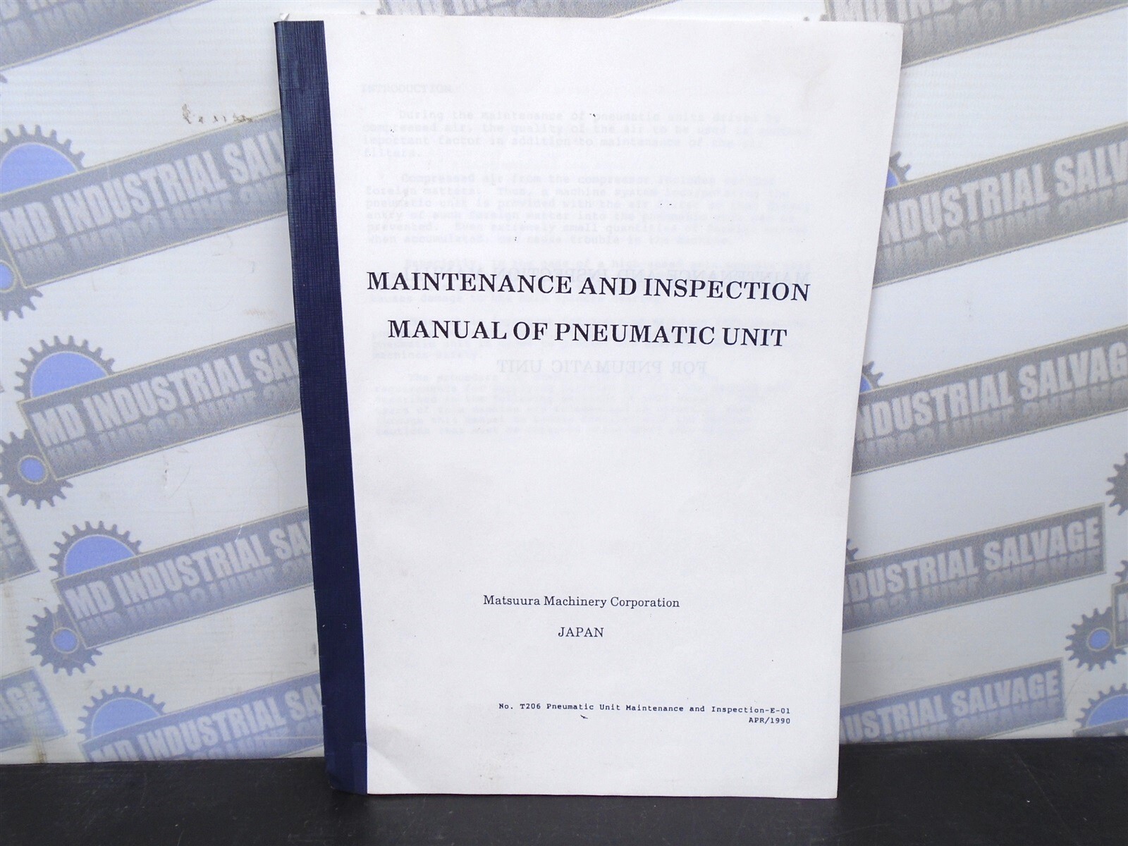 MATSUURA T206 Pneumatic Unit MAINTENANCE & INSPECTION MANUAL E-01 – (Pre-owned)
